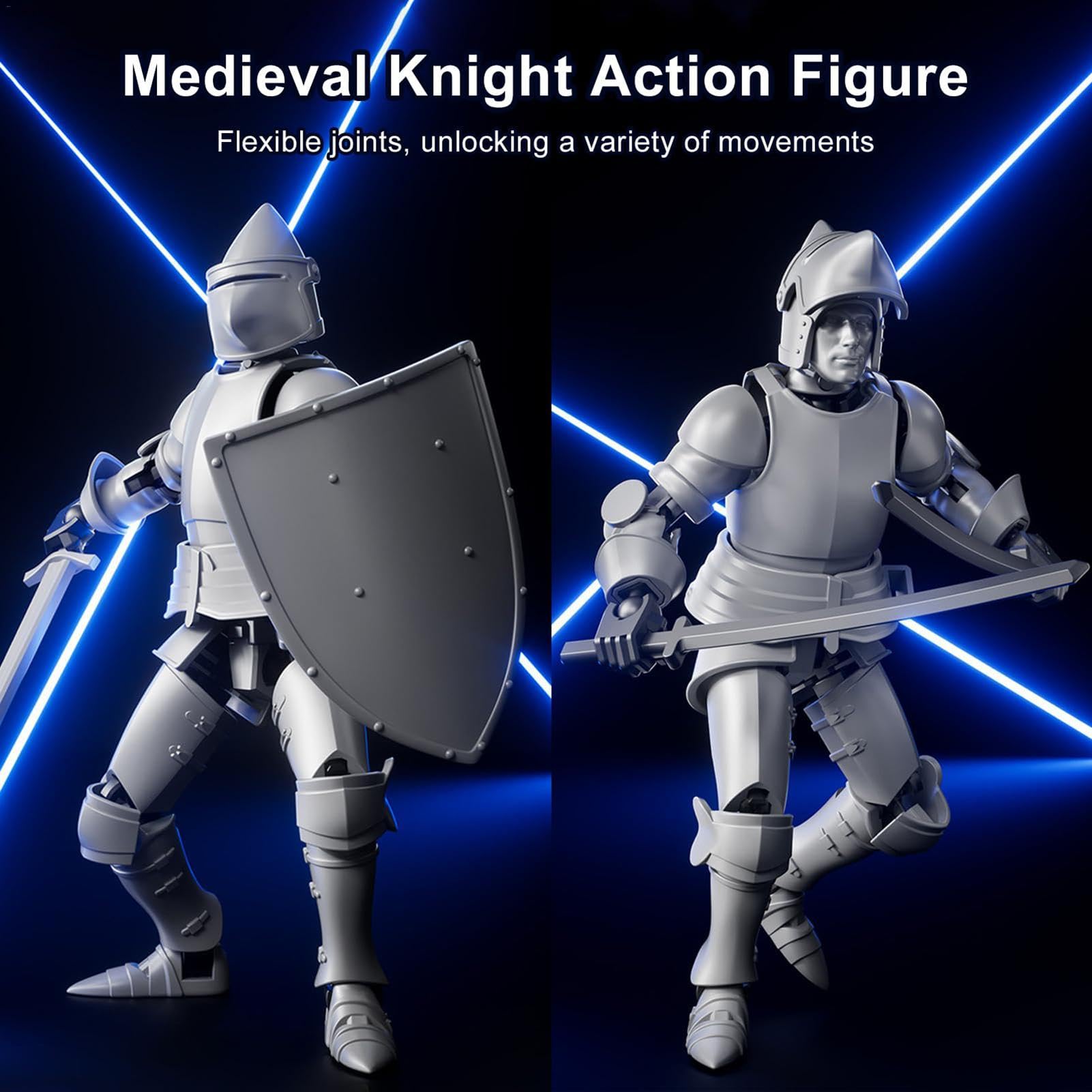 金属製騎士フィギュア 槍付き 約30cm アンティーク Amazon | 中世の騎士 アクションフィギュア 多関節中世アクション